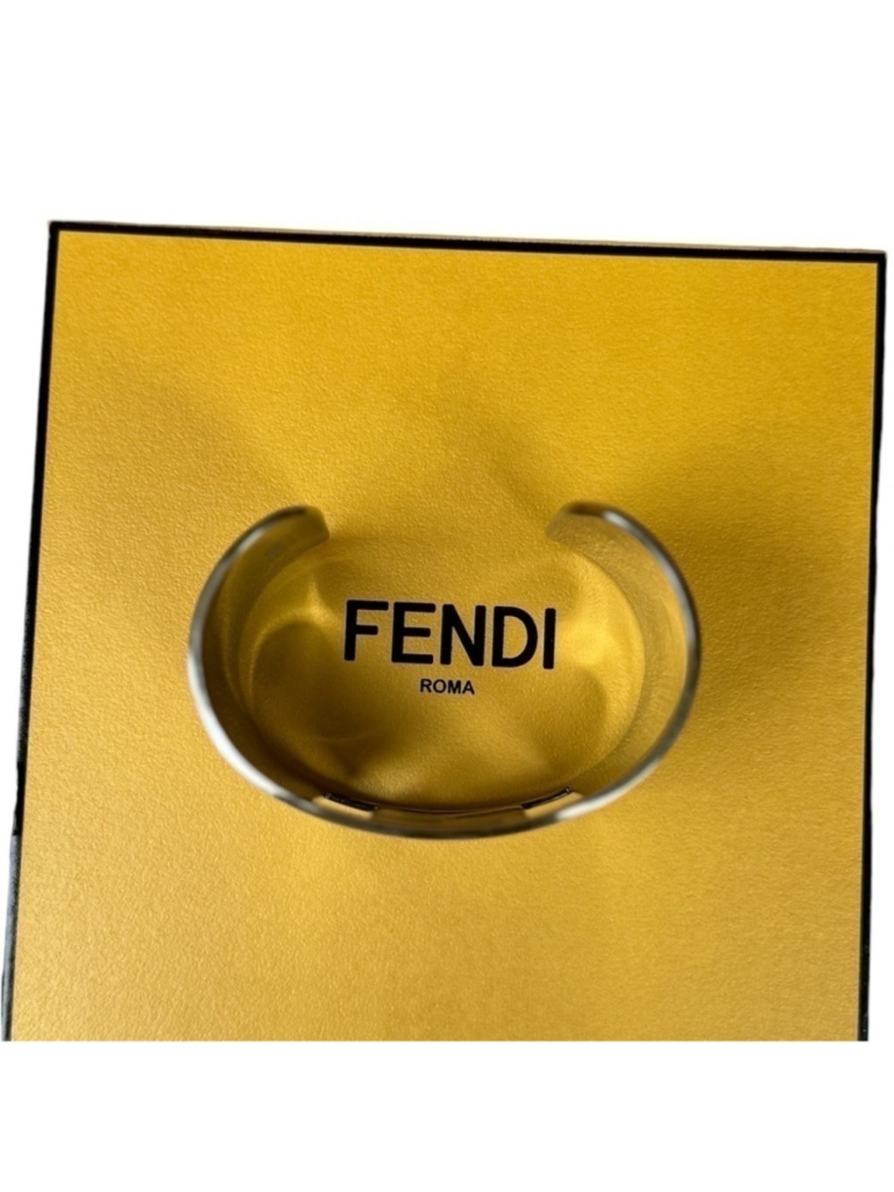Fendi FF Cut Out Cuff Bracelet Silver Tone - Picture 11 of 13